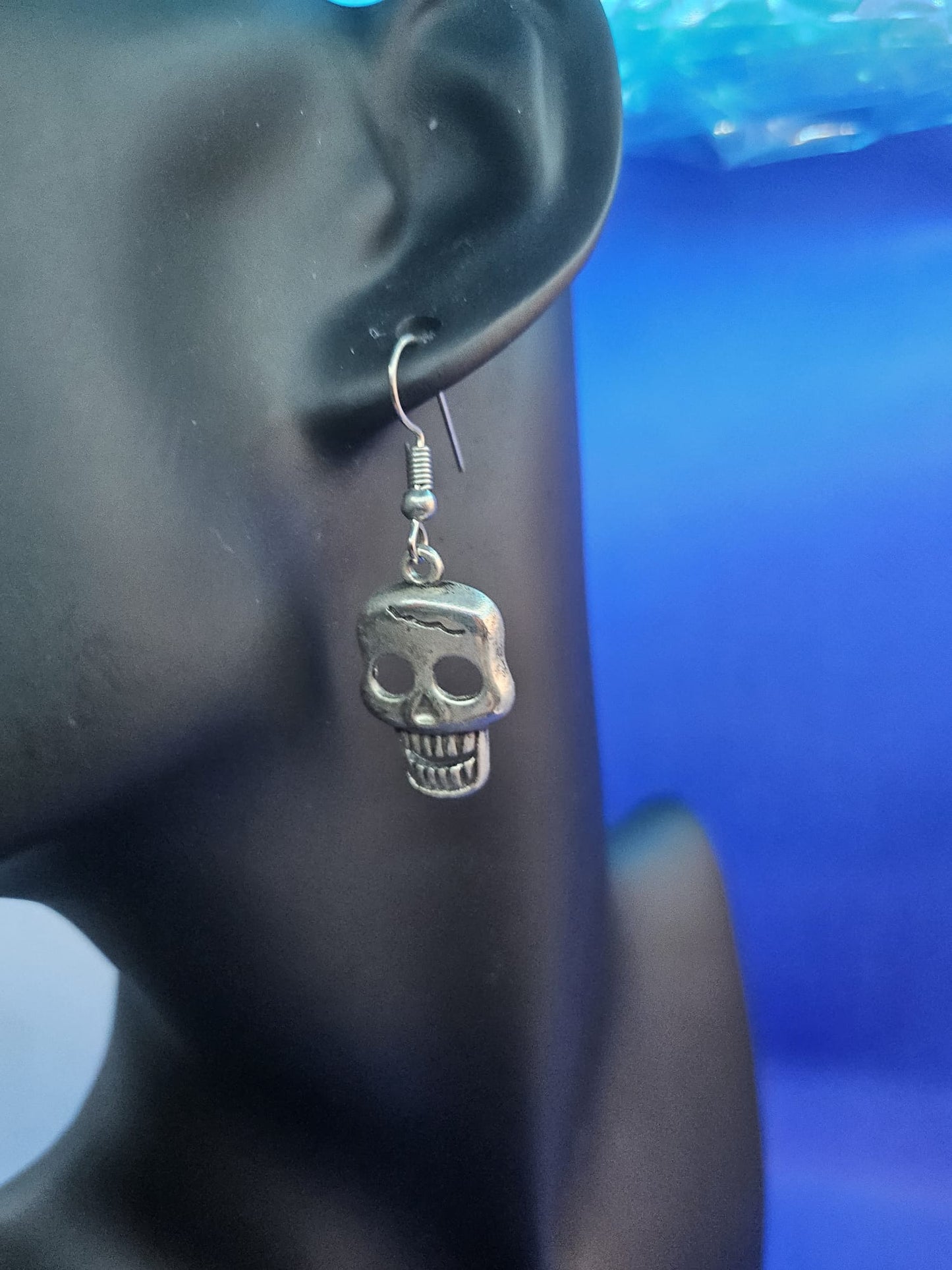 Large 'Cracked' Skull Hooked Earrings