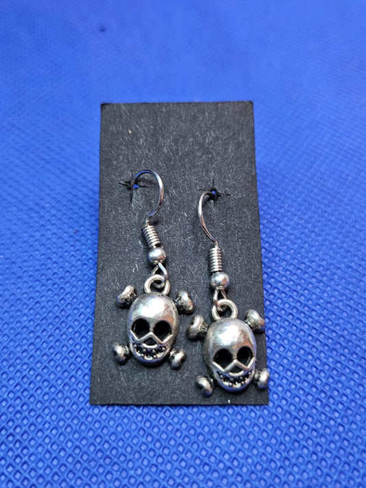 Skull and Crossbones Hook Earrings